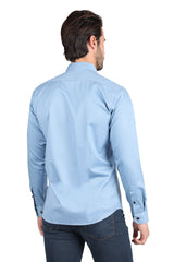 Barabas Wholesale Men's Solid Basic Palin Premium Button Down Dress Shirts 2DPS01 Blue