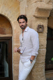 Barabas Wholesale Men's Linen Lightweight Button Down Long Sleeve Shirt 4B30 Beige