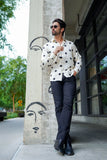 Barabas Wholesale Men's Polka Dots Silk Feel Shiny Long Sleeve Shirt 4B98 White