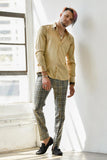 Barabas Wholesale Mens Luxury Shiny Long Sleeve Button Down Metallic Shirts B312 Gold