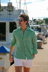 Barabas Wholesale Men's Linen Lightweight Button Down Long Sleeve Shirt 4B30 Green