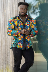 Barabas Wholesale Men's Rhinestone Floral Paisley Long Sleeve Shirts 4SPR07 Multi
