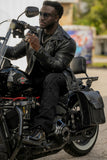 Barabas Men's Spiked Motorcycle Biker Faux Leather Jacket 3JPU26 Black Black