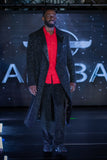 Barabas Wholesale Men's Glitter Wool Peak Lapel Luxury Long Blazer 4BHL02 Black