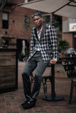 Barabas Wholesale Men's Checkered Pattern Rhinestones Luxury Blazer 4EBL52 Black