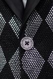 Barabas Wholesale Men's Checkered Pattern Rhinestones Luxury Blazer 4EBL52 Black