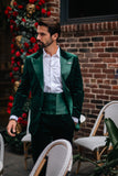 Barabas Wholesale Men's Velvet Shiny Fabric Peak Lapel Suit 4SU29 Green