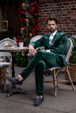 Barabas Wholesale Men's Velvet Shiny Fabric Peak Lapel Suit 4SU29 Green