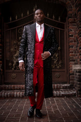 Barabas Wholesale Men's Sequin Pattern Blazer Long Blazer 4LBL50 Black