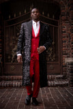 Barabas Wholesale Men's Sequin Pattern Blazer Long Blazer 4LBL50 Black