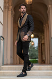 Barabas Wholesale Men's Rhinestone Studded Geometric Shawl Lapel Blazer 4EBL47 Gold