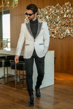 Barabas Wholesale Men's Rhinestone Peak Lapel Luxury Blazer 2EBL3 White