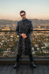 Barabas Wholesale Men's Sequin Pattern Blazer Long Blazer 4LBL50 Black