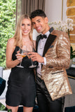 Barabas Wholesale Men's Linear Sequin Design Peak Lapel Shiny Blazer 4BLR34 Gold