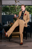 Barabas Wholesale Men's Geometric Polka Dots Pattern Notch Lapel Suit 5SU34 Gold