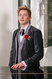 Barabas Wholesale Men's Velvet Fabric Glitter Shawl Lapel Blazer 4SU21 Black