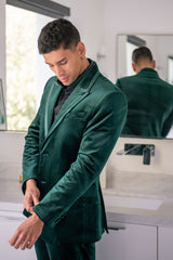 Barabas Wholesale Men's Velvet Solid Color Shine Luxury Blazer 4BL40 Green