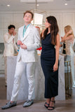Barabas Wholesale Men's Floral Shiny Sequin Design Peak Lapel Blazer 5BL07 White Silver