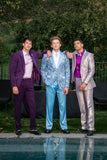Barabas Wholesale Men's Floral Sequin Embroidered Design Peak Lapel Blazer 5BL09 Red