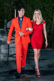 Barabas Wholesale Men's Brushed Cotton Notched Lapel Matt Suit 3SU02 Orange