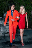 Barabas Wholesale Men's Brushed Cotton Notched Lapel Matt Suit 3SU02 Orange