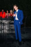 Barabas Wholesale Men's Geometric Polka Dots Pattern Notch Lapel Suit 5SU34 Blue