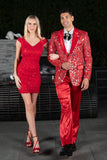 Barabas Wholesale Men's Floral Sequin Embroidered Design Peak Lapel Blazer 5BL09 Red