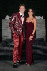 Barabas Wholesale Men's Sequins Geometric Design Luxury Peak Lapel Blazer 5BL05 Wine
