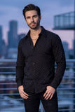 Barabas Wholesale Men's Rhinestones Button Down Long Sleeve Shirts 4BR58 Black