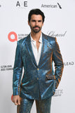 Barabas Wholesale Men's Shiny Geometric Slim Fit Pattern Notch Lapel Suit 5SU42 Multi