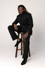 Barabas Wholesale Men's Geometric Polka Dots Pattern Notch Lapel Suit 5SU34 Black