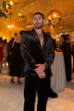 Barabas Wholesale Men's Velvet Solid Color Shine Luxury Blazer 4BL40 Black