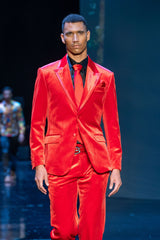Barabas Wholesale Men's Velvet Solid Color Shine Luxury Blazer 4BL40 Red