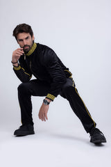 Barabas Wholesale Men's Casual Street Medusa Greek Pattern Tracksuits JJ900 Black