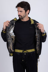 Barabas Wholesale Men's Casual Street Medusa Greek Pattern Tracksuits JJ900 Black