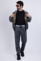 Barabas Wholesale Men's Casual Street Medusa Greek Pattern Tracksuits JJ900 Charcoal