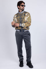 Barabas Wholesale Men's Casual Street Medusa Greek Pattern Tracksuits JJ900 Charcoal