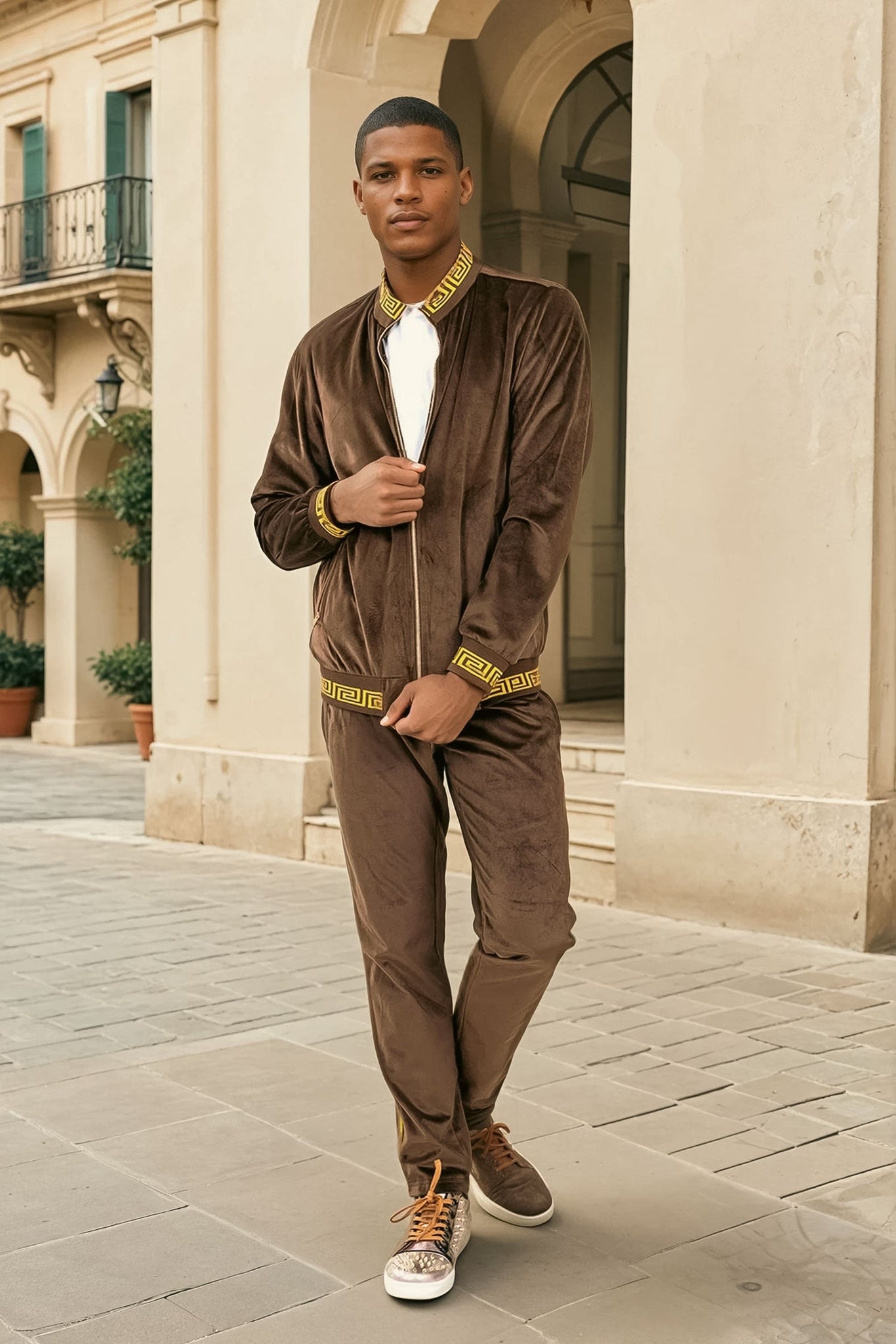 Barabas Wholesale Men's Casual Street Luxury Loungewear JJ900 Coffee