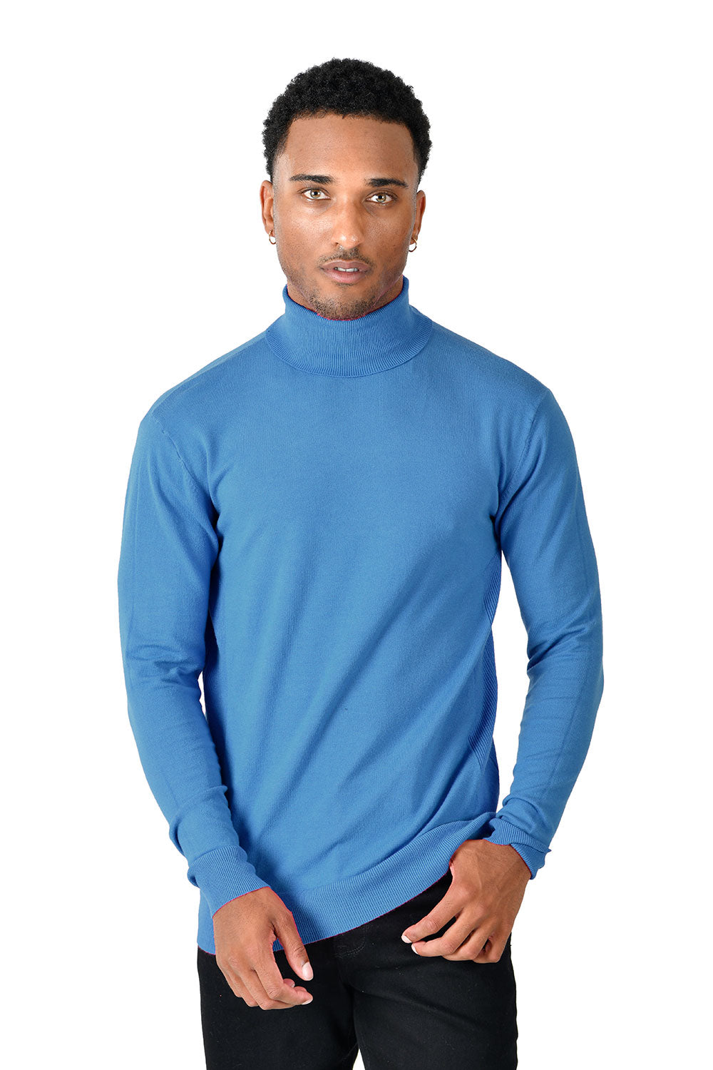 Barabas Wholesale Men's Turtleneck Ribbed Basic Sweater LS2100 Blue