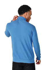  Barabas Wholesale Men's Turtleneck Ribbed Basic Sweater LS2100 Blue