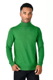 Men's Turtleneck Ribbed Solid Color Basic Sweater LS2100  Green