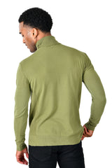 Men's Turtleneck Ribbed Solid Color Basic Sweater LS2100 Sage