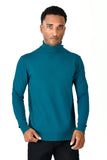 Men's Turtleneck Ribbed Solid Color Basic Sweater LS2100 Teal