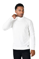 Men's Turtleneck Ribbed Solid Color Basic Sweater LS2100 White