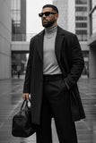 Men's Turtleneck Ribbed Solid Color Basic Sweater LS2100 Grey