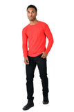 BARABAS Men's Crew Neck Ribbed Solid Color Basic Sweater LS2101 Red
