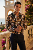 Benziny Men's Printed Geometric Long Sleeve Shirt LS5118 Black