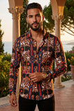 Improve Geometric Long Sleeve Shirt LS5119 Camel