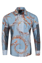 Benziny Men's Greek Pattern Polka Dotted Long Sleeve Shirts LS5127