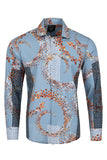 Benziny Men's Greek Pattern Polka Dotted Long Sleeve Shirts LS5127